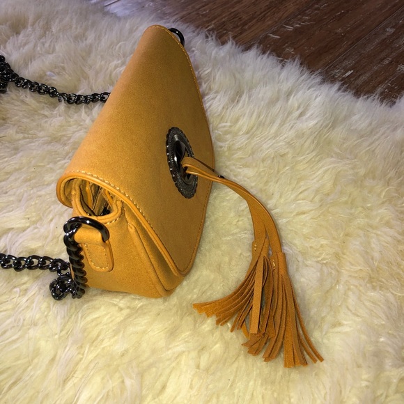 Shoulder Bag Purse Handbag by Zebra Mustard Faux Leather long Strap - Picture 9 of 11